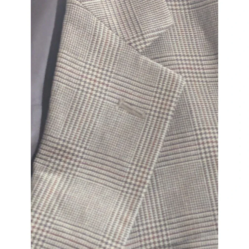 Jos‎ A Bank Mens Brown Windowpane Plaid Silk/Wool Blend Sports Blazer Jacket 48L